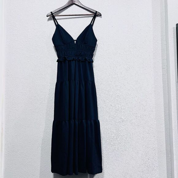 En Saison Blue Sleeveless Tiered Sleeveless Ruffled Dress Size Small Cocktail - Picture 1 of 11